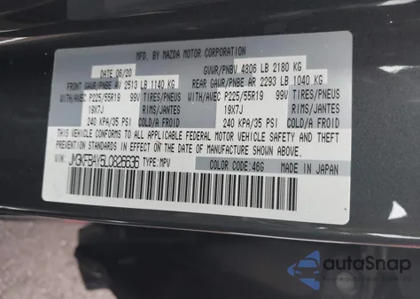 2020 Mazda Cx-5 Grand Touring Reserve from USA, damaged, VIN JM3KFBAY5L0826636